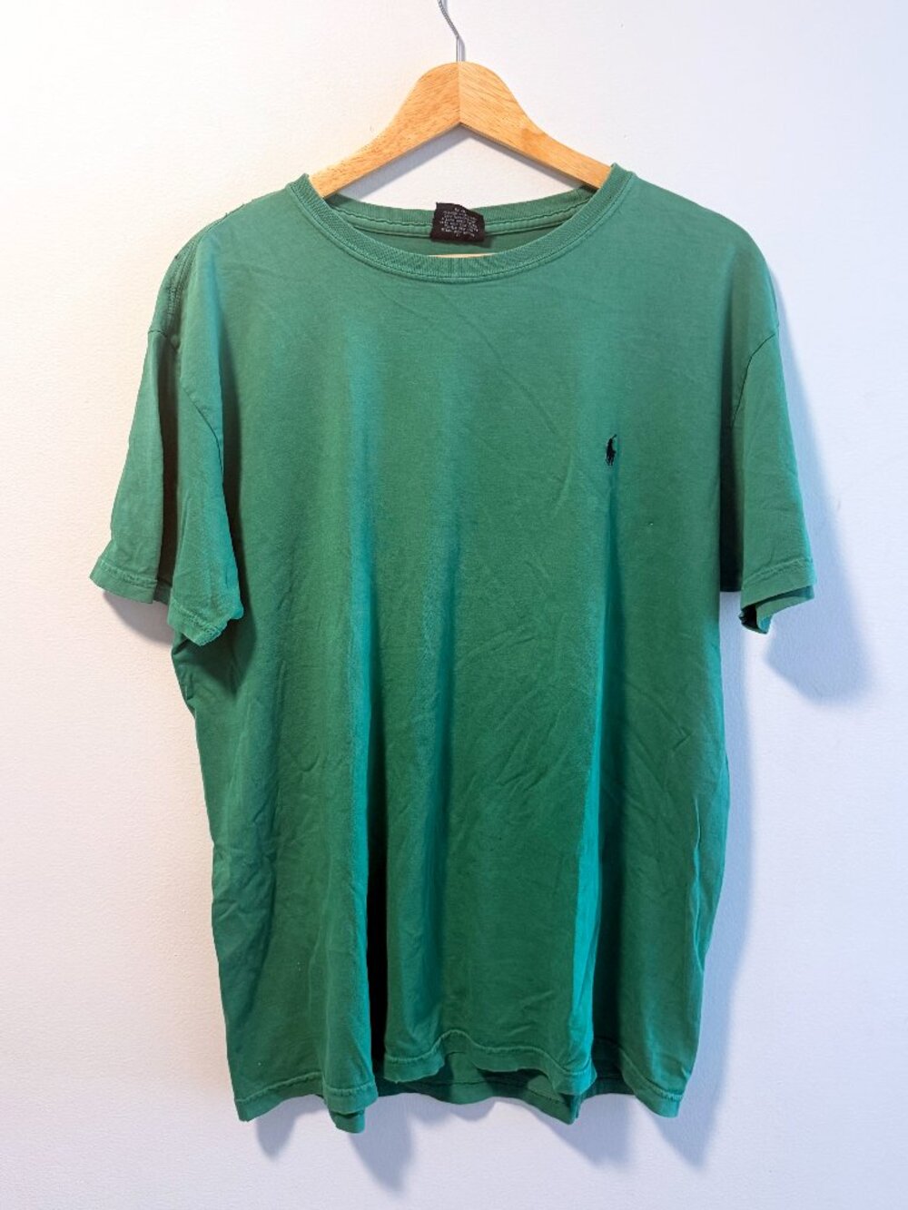 Polo by Ralph Lauren Short Sleeve Tee Green Mens Size Medium Distressed Flawed